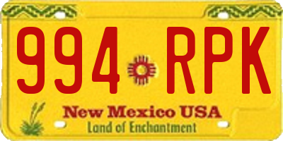 NM license plate 994RPK