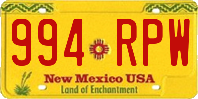 NM license plate 994RPW
