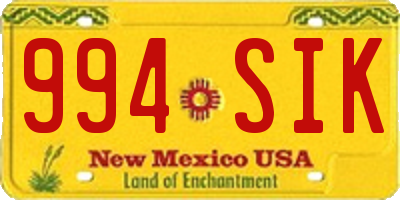 NM license plate 994SIK