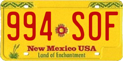NM license plate 994SOF