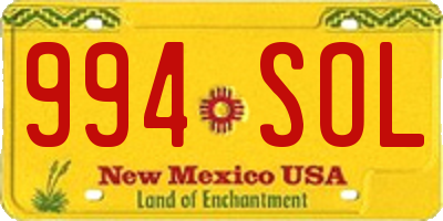 NM license plate 994SOL