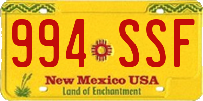 NM license plate 994SSF