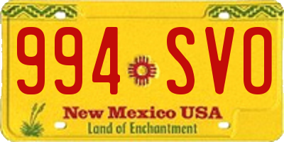 NM license plate 994SVO
