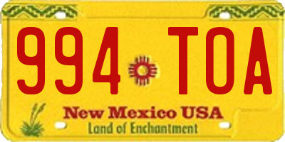 NM license plate 994TOA