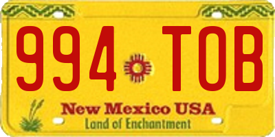 NM license plate 994TOB
