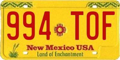 NM license plate 994TOF