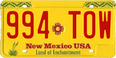 NM license plate 994TOW