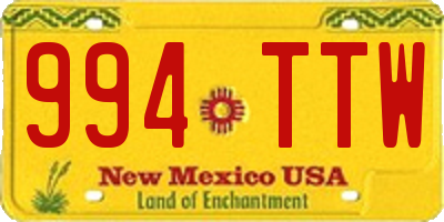 NM license plate 994TTW