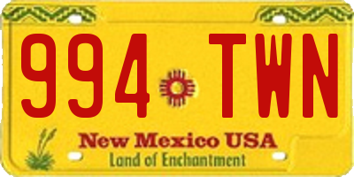 NM license plate 994TWN