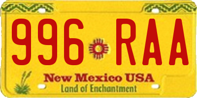 NM license plate 996RAA