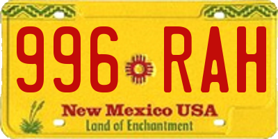 NM license plate 996RAH