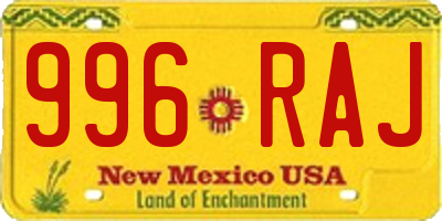 NM license plate 996RAJ