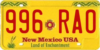 NM license plate 996RAO