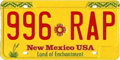 NM license plate 996RAP