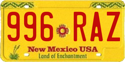 NM license plate 996RAZ
