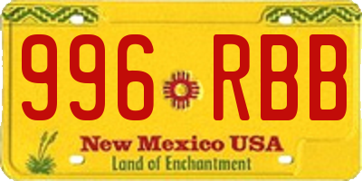 NM license plate 996RBB