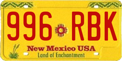 NM license plate 996RBK