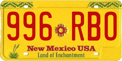 NM license plate 996RBO