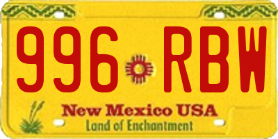NM license plate 996RBW
