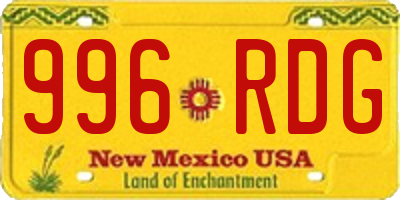 NM license plate 996RDG