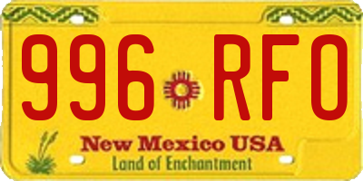 NM license plate 996RFO
