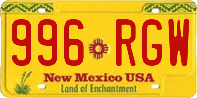 NM license plate 996RGW