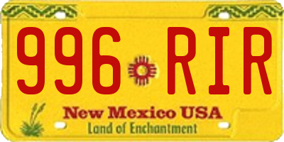 NM license plate 996RIR