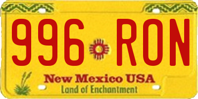 NM license plate 996RON