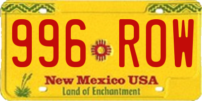 NM license plate 996ROW