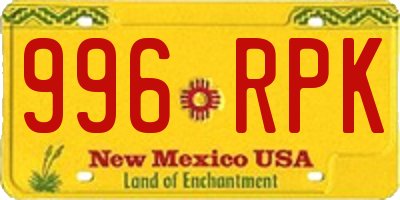 NM license plate 996RPK