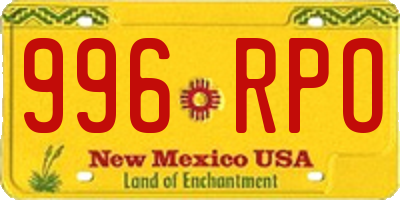 NM license plate 996RPO
