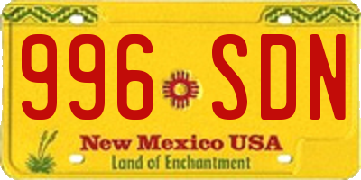 NM license plate 996SDN