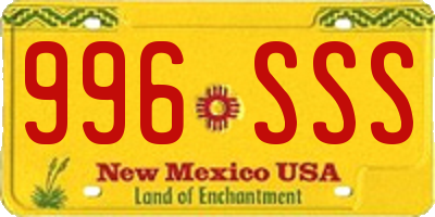 NM license plate 996SSS