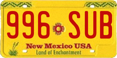 NM license plate 996SUB