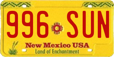 NM license plate 996SUN
