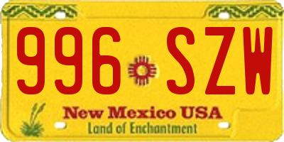 NM license plate 996SZW