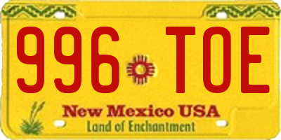 NM license plate 996TOE