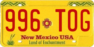 NM license plate 996TOG