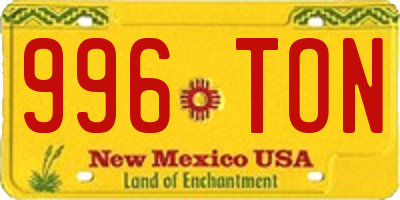 NM license plate 996TON