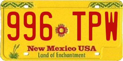 NM license plate 996TPW
