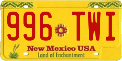 NM license plate 996TWI