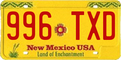 NM license plate 996TXD