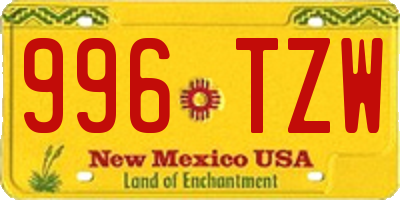 NM license plate 996TZW