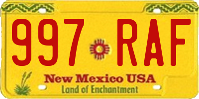 NM license plate 997RAF