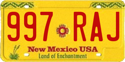 NM license plate 997RAJ