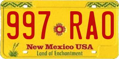 NM license plate 997RAO