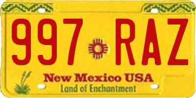 NM license plate 997RAZ
