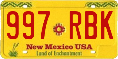 NM license plate 997RBK