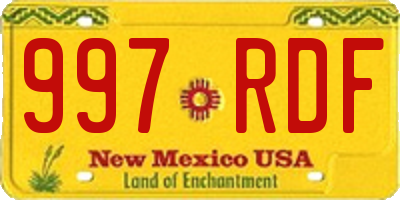 NM license plate 997RDF