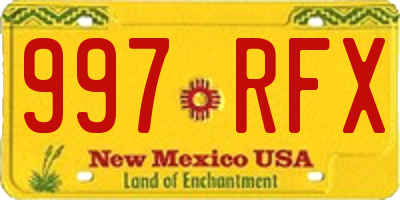 NM license plate 997RFX